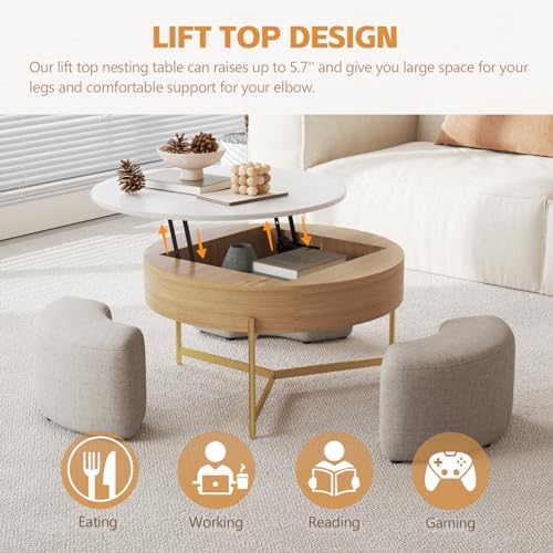 3 in 1 Lift Top Nesting Coffee Table with Storage N163