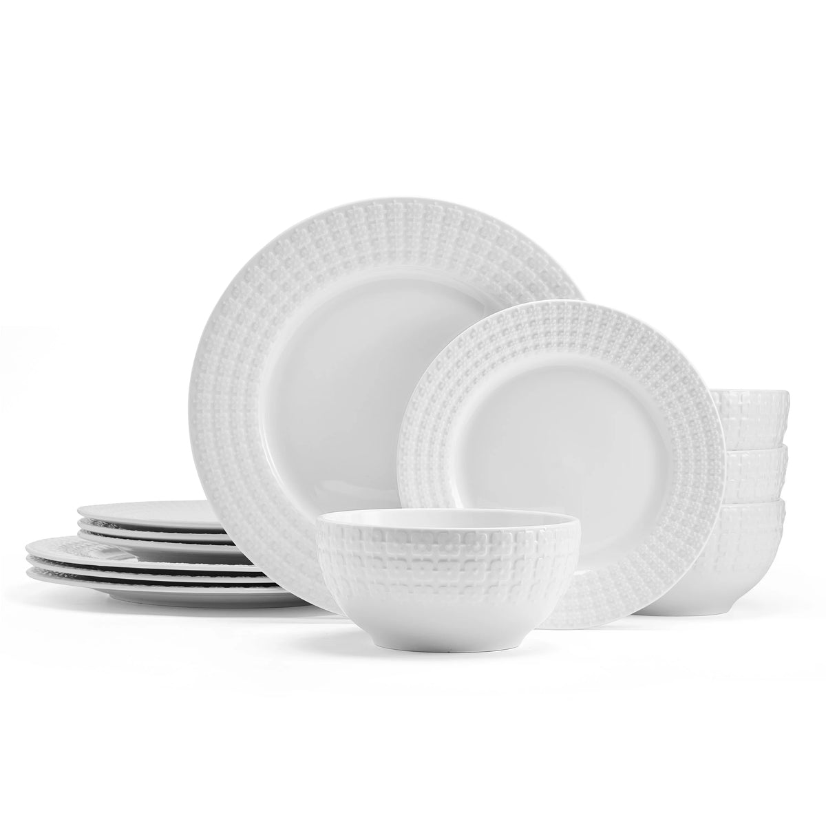 12 Piece White Porcelain Dinnerware Set D310