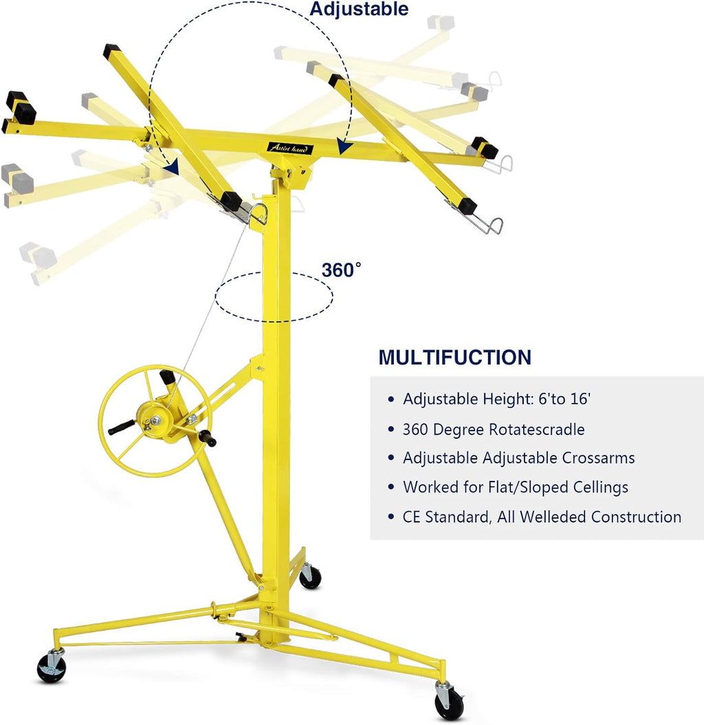Drywall Lift Rolling Panel Hoist Jack Lifter 16FT R2219