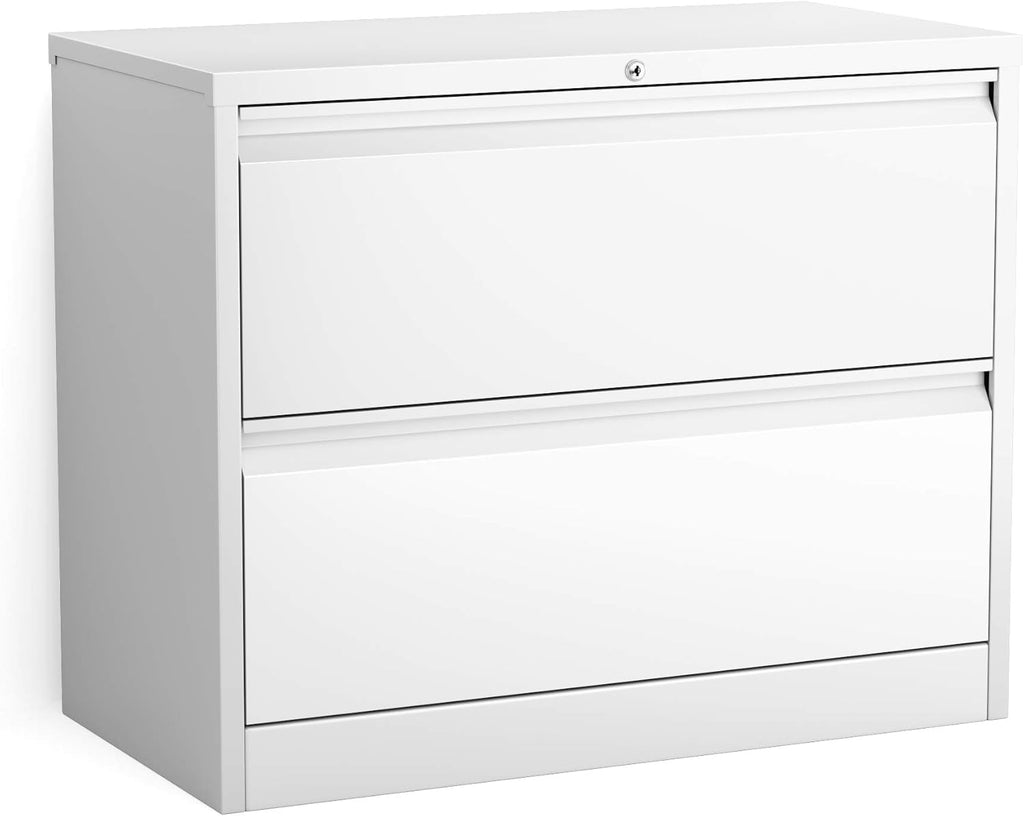 White 2 Drawer Metal Lateral File Cabinet with Lock S376666