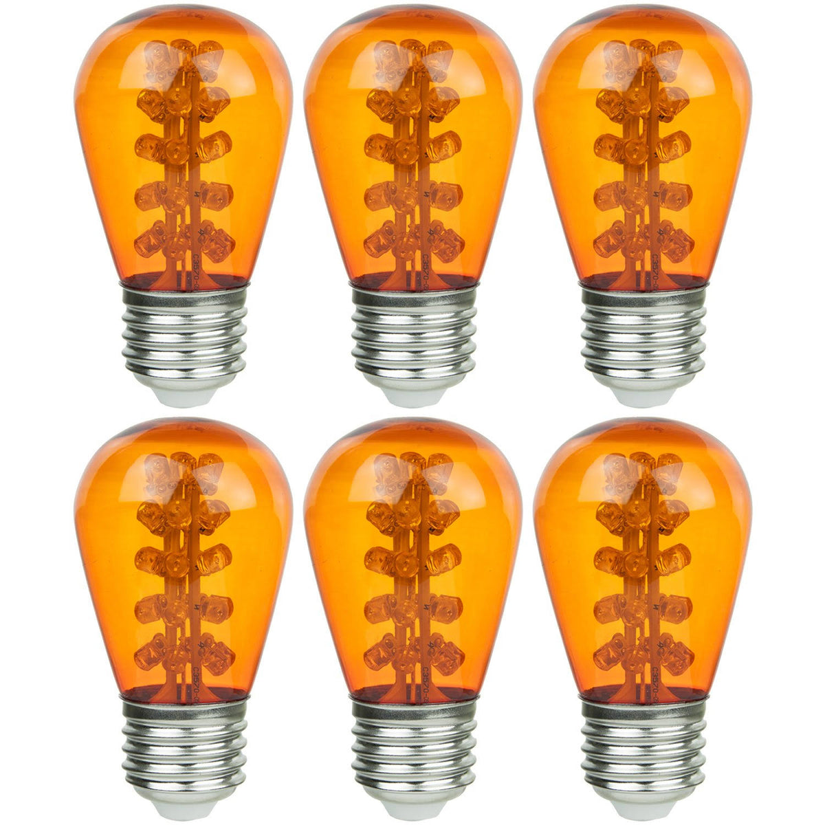 1.1W Amber Decorative S14 String Light Bulbs, Medium (E26) Base, 6 Pack L1018