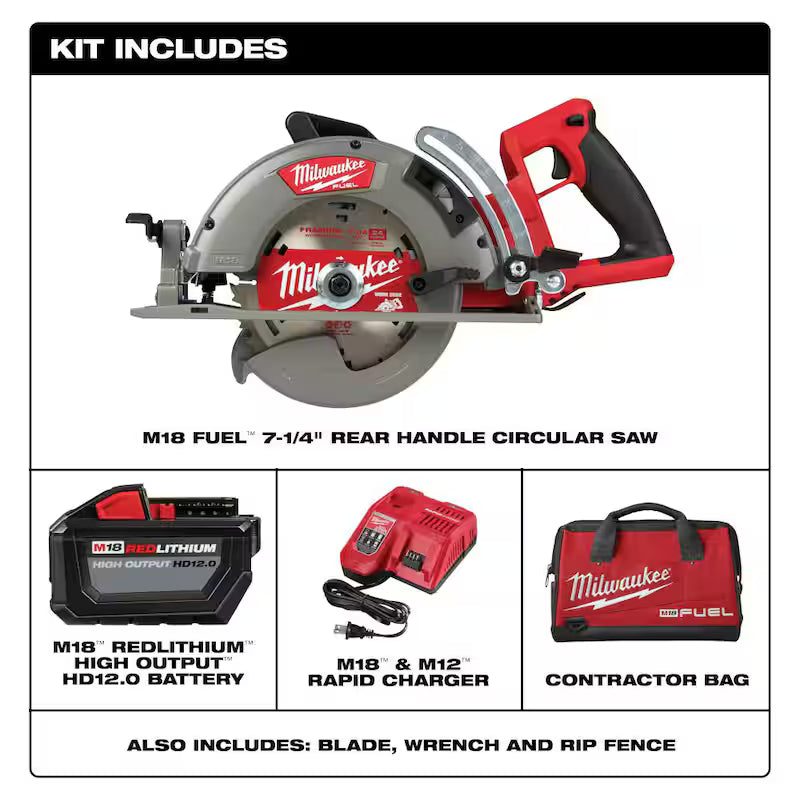 18V Cordless Rear Handle Circular Saw Kit with Battery and Charger T328
