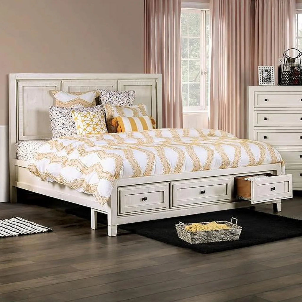 Ivory Solid Wood Queen Bed Z985