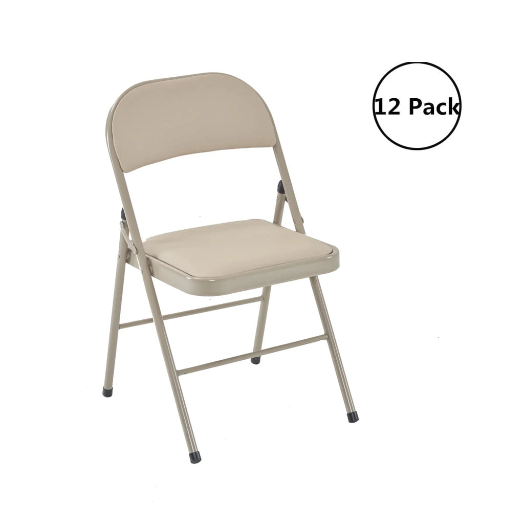 6 Pack Black Folding Chairs Cushioned Padded Seat Metal Frame P496746