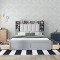 Queen Size Wood Platform Bed Frame with 4 Storage Drawers S4290