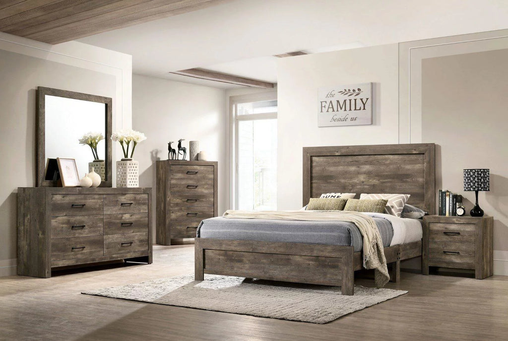 Natural Tone Wood Queen Bedroom Set 5pcs T91268