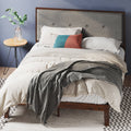 King Wood Platform Bed Frame with Adjustable Upholstered Headboard E948051