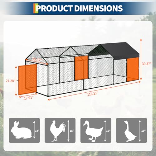 Large Metal Chicken Coop with Cover U173655
