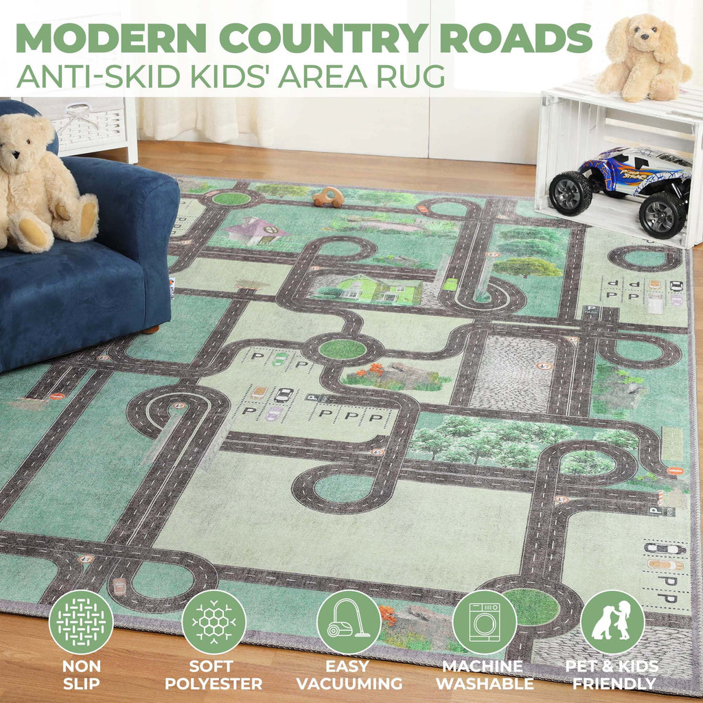 Pine Green 8' x 10' Kids Indoor Area Rug Z9935