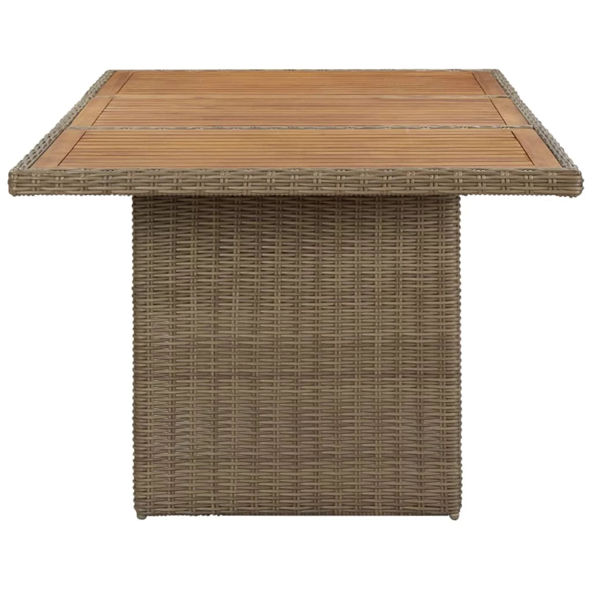 Acacia Wood Top Poly Rattan Steel Patio Dining Table Z996