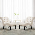 Accent Chairs Set of 2 Upholstered Tufted Curved Backrest Fabric with Wood Legs Gray X8377