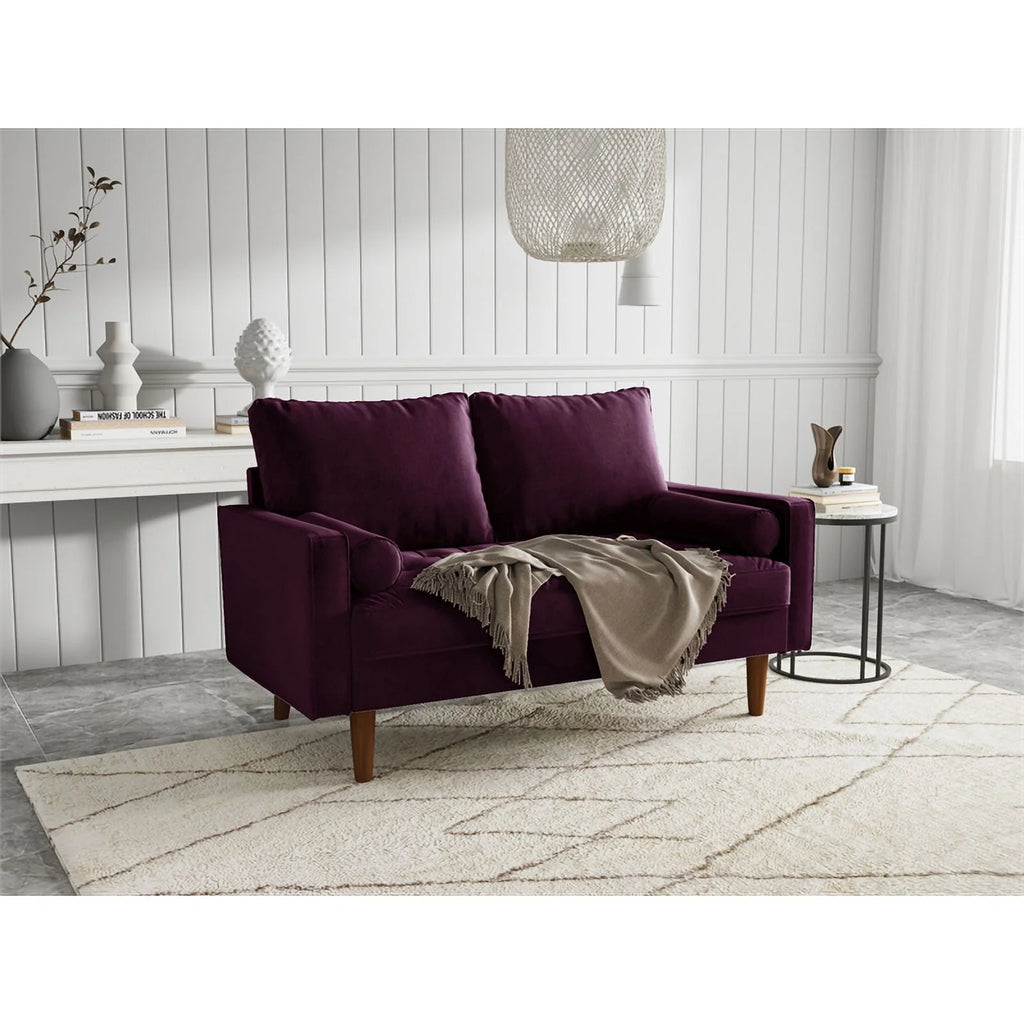 Purple Velvet Upholstered Loveseat Y394132