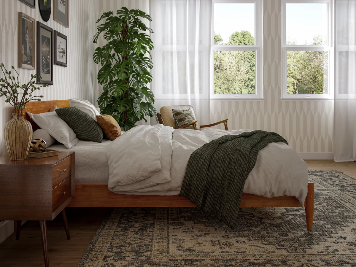 Solid Wood Low Profile Platform Bed V9072