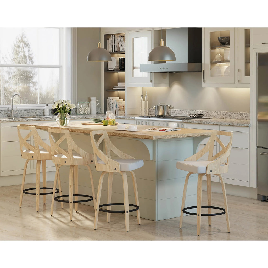 26" Fixed-Height Counter Stool with Bent Wood Legs, Set of 2 E2819
