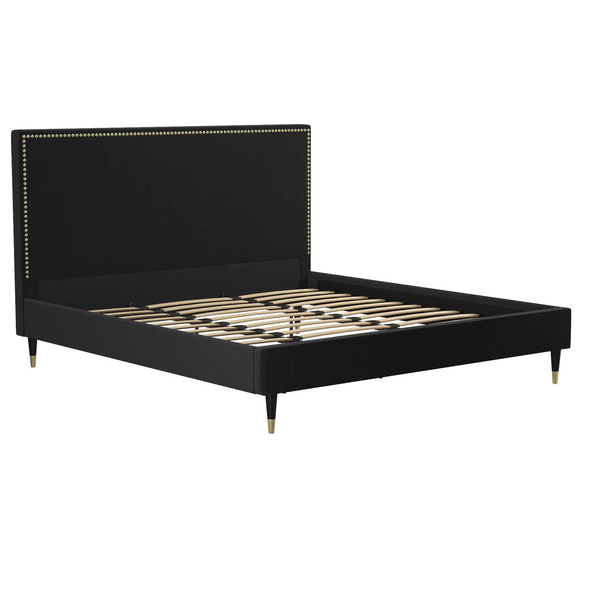 Black Velvet King Upholstered Bed M9099