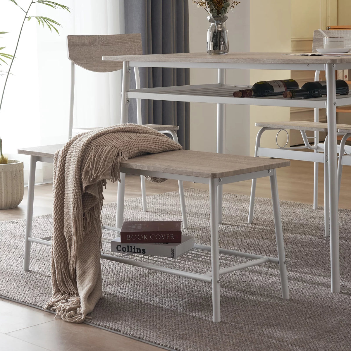 6-Piece Dining Room Set with 4 Chairs and 1 Bench F749