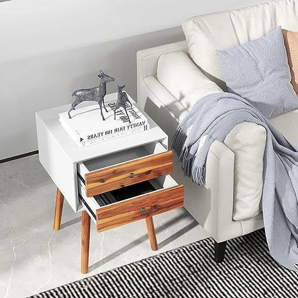 White 2 Drawer Wooden Nightstand G70510