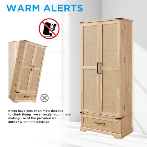 72" White Farmhouse Kitchen Pantry Cabinet with Drawer B39261