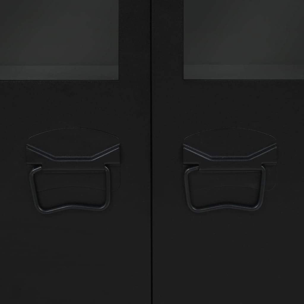 Black Metal Sideboard with 2 Shelves and 3 Doors L6669