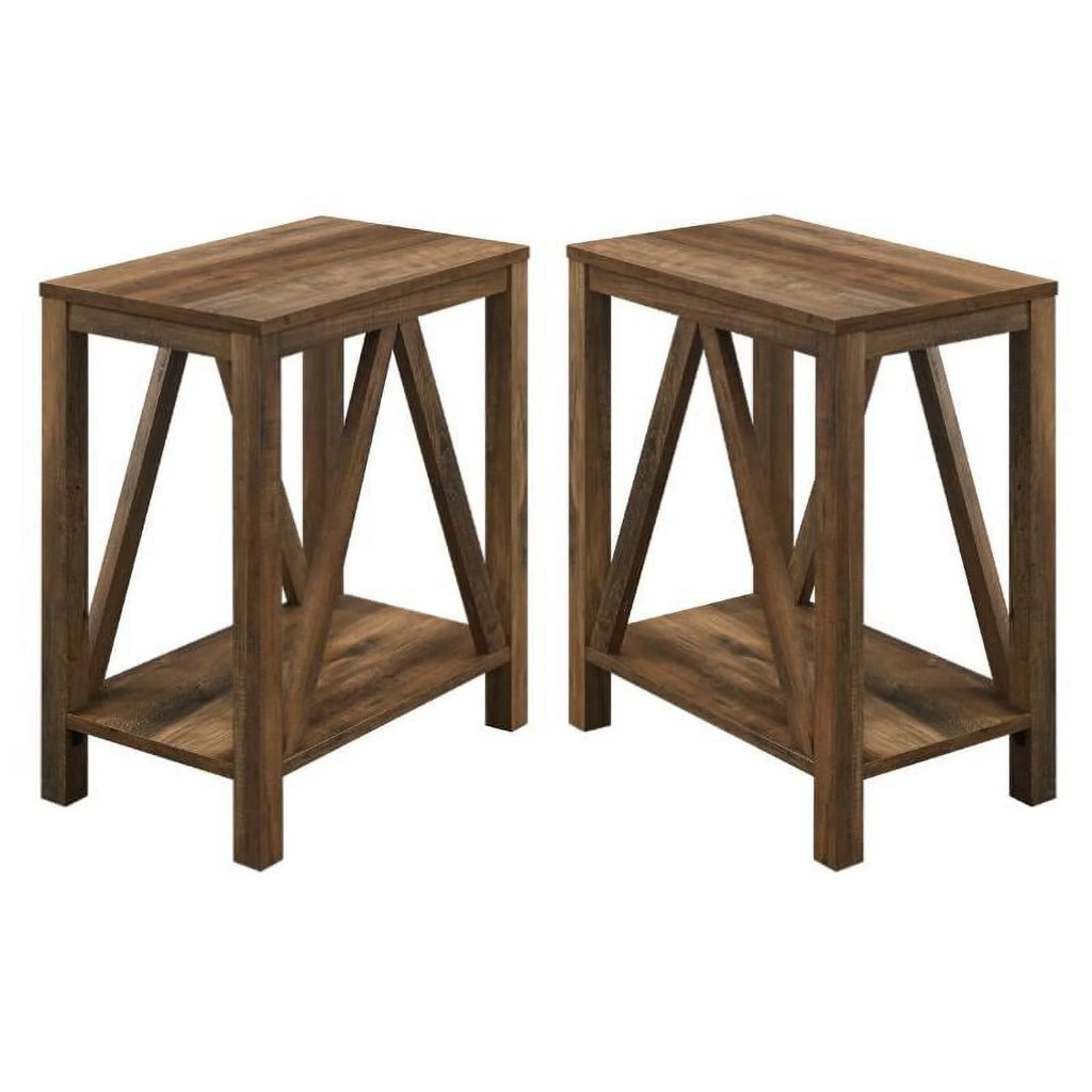Rustic Oak Narrow End Table Set of 2 O7287