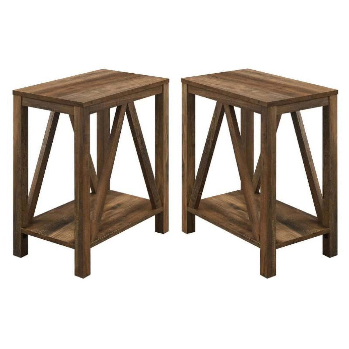 Rustic Oak Narrow End Table Set of 2 O7287
