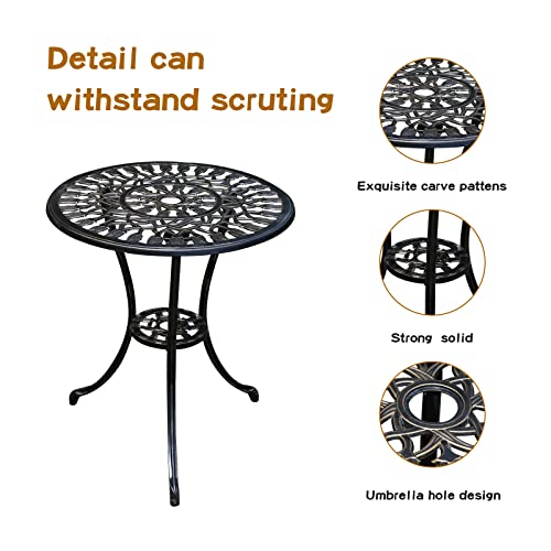 Rust-Resistant Cast Aluminum Bistro Table Set with Umbrella Hole M176