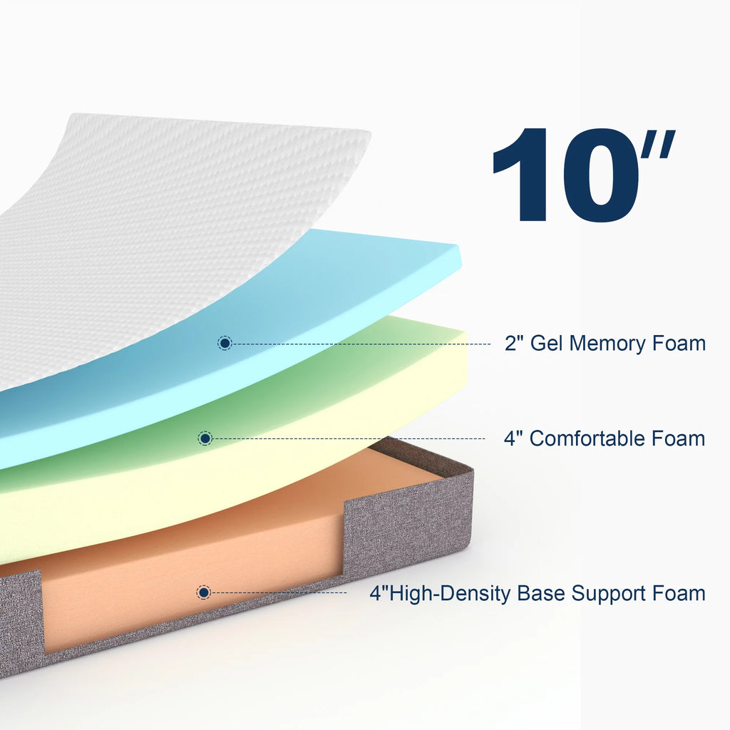 Queen Size 10 inch Cooling-Gel Memory Foam Mattress J6792