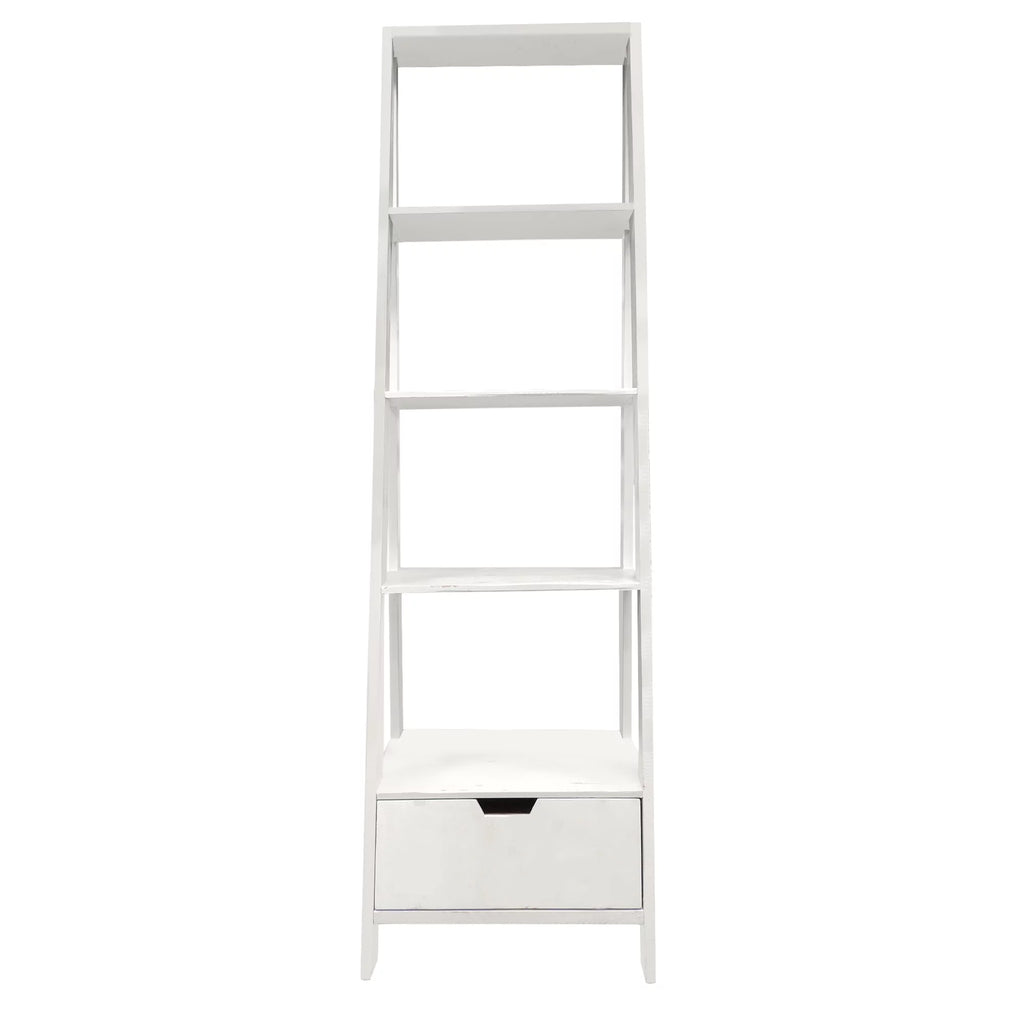 4 Shelf Wooden Ladder Bookcase with Drawer L16100