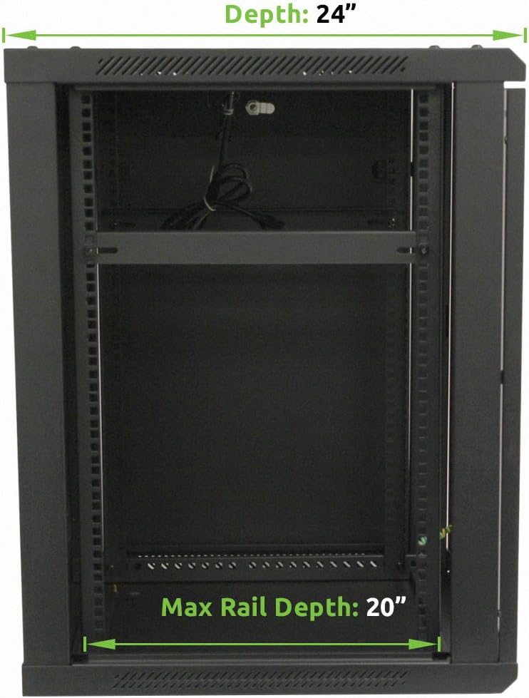15U 19-Inch Server Network Rack with Locking Glass Door Black X9997