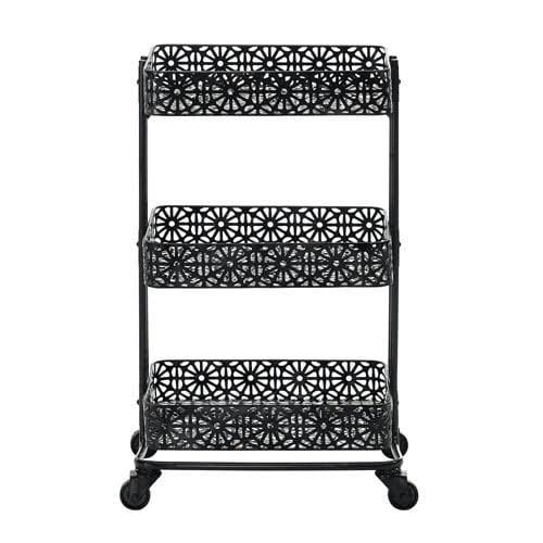 Black Metal Three Tier Cart V392644
