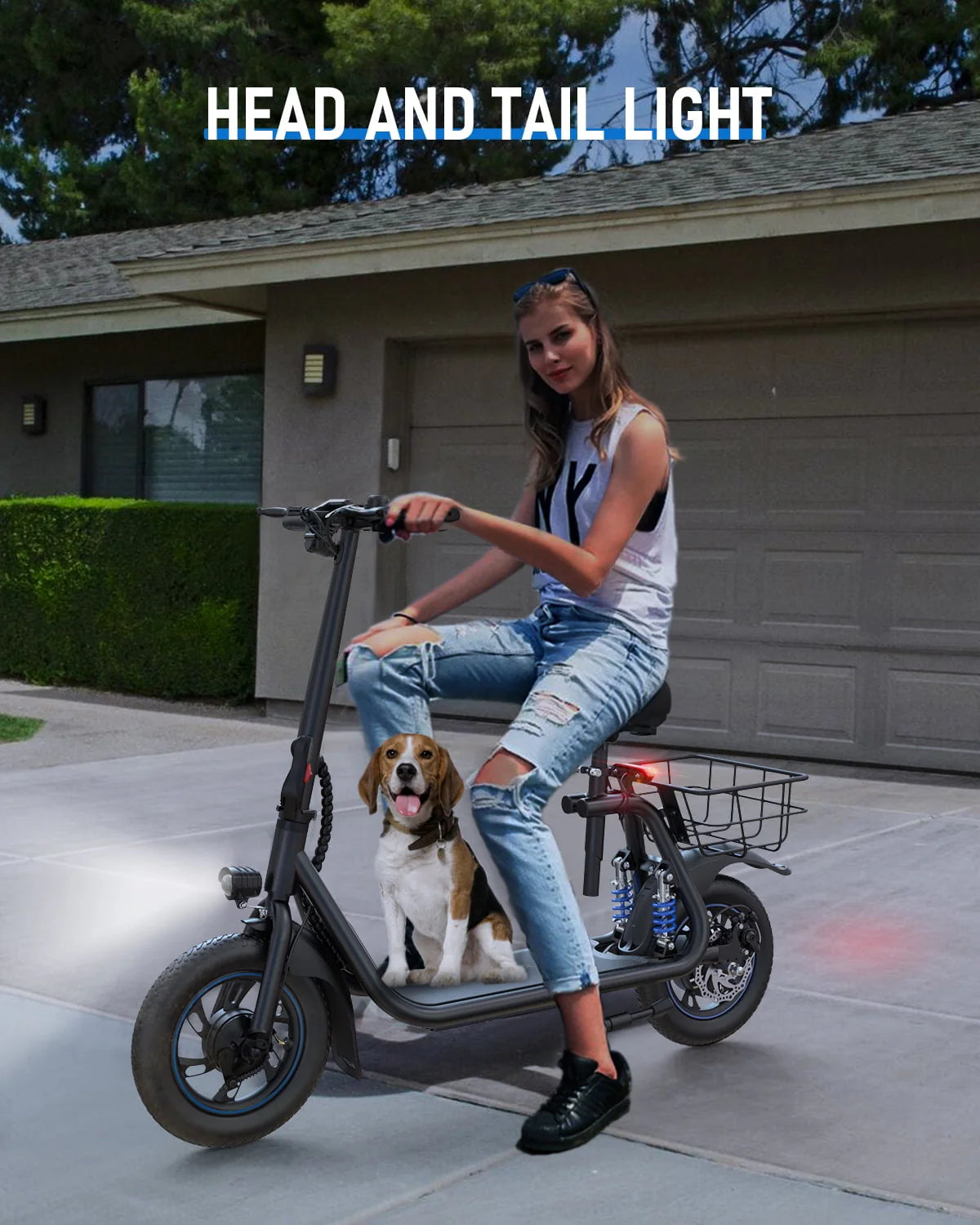 450W Electric Scooter with Seat and Basket J6645