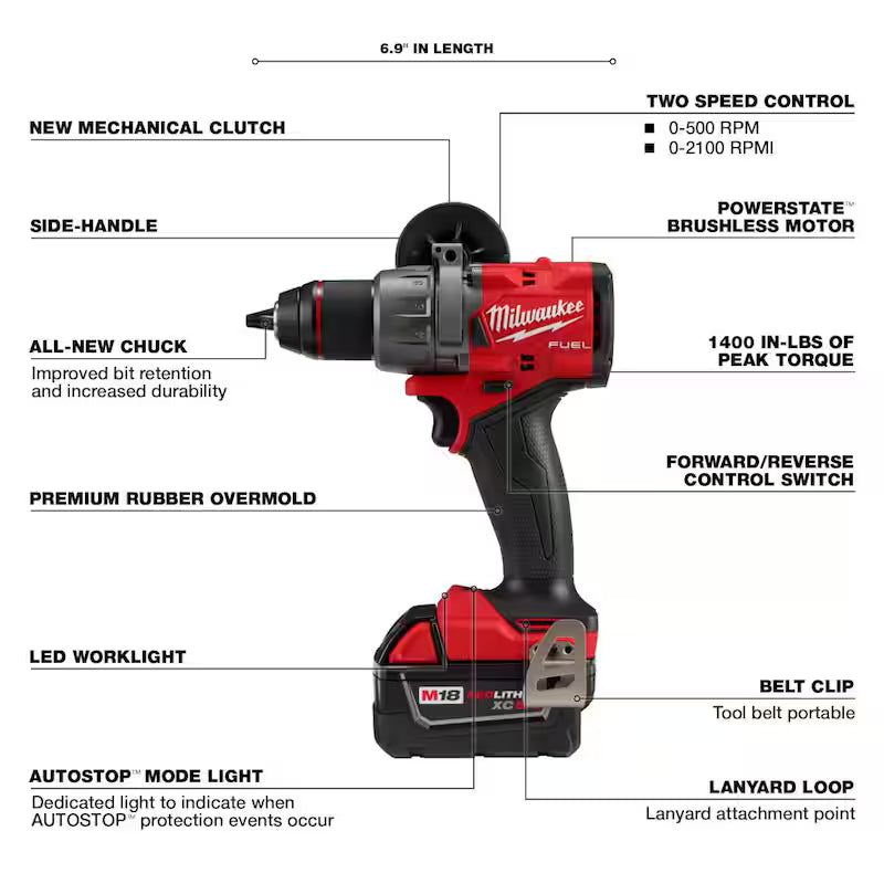 18V Lithium-Ion Brushless Cordless 1/2 in. Hammer Drill Driver Kit with Two 5.0 Ah Batteries J437405
