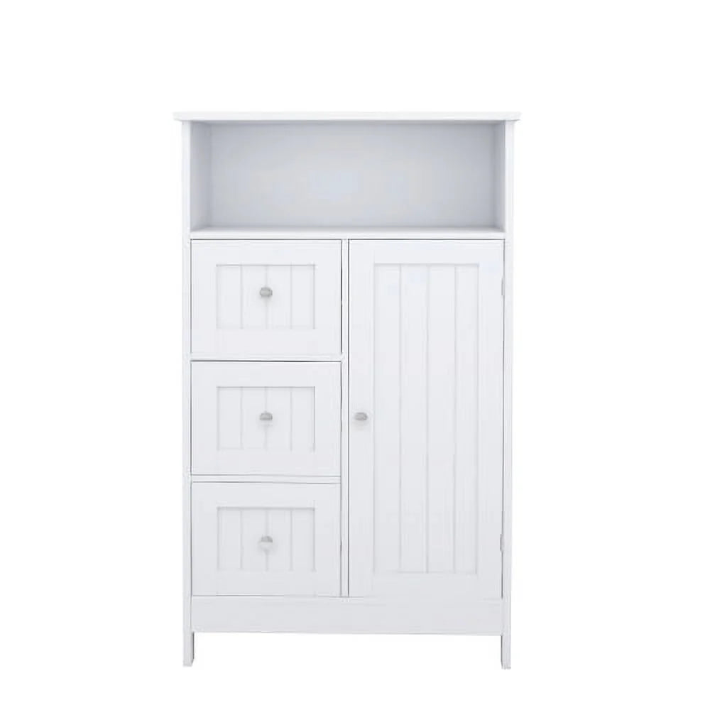 3 Drawer 1 Door White Bathroom Storage Cabinet W483