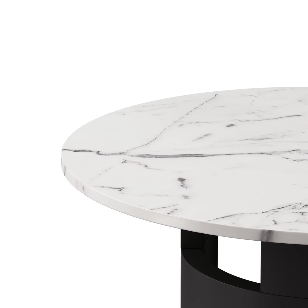 42.12" Round Dining Table with Printed Black Marble Top G985
