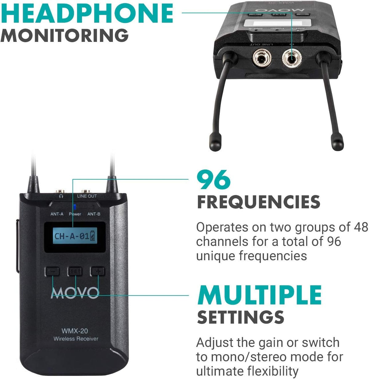 48-Channel UHF Wireless Lavalier Microphone System with 2-Ch Mixer, 2 Receivers, 4 Transmitters, and 4 Lapel Microphones Z20496