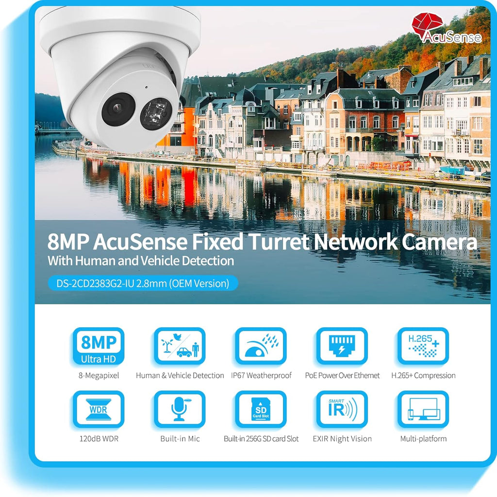 8MP 4K PoE Turret IP Camera with Built-in Mic L8357