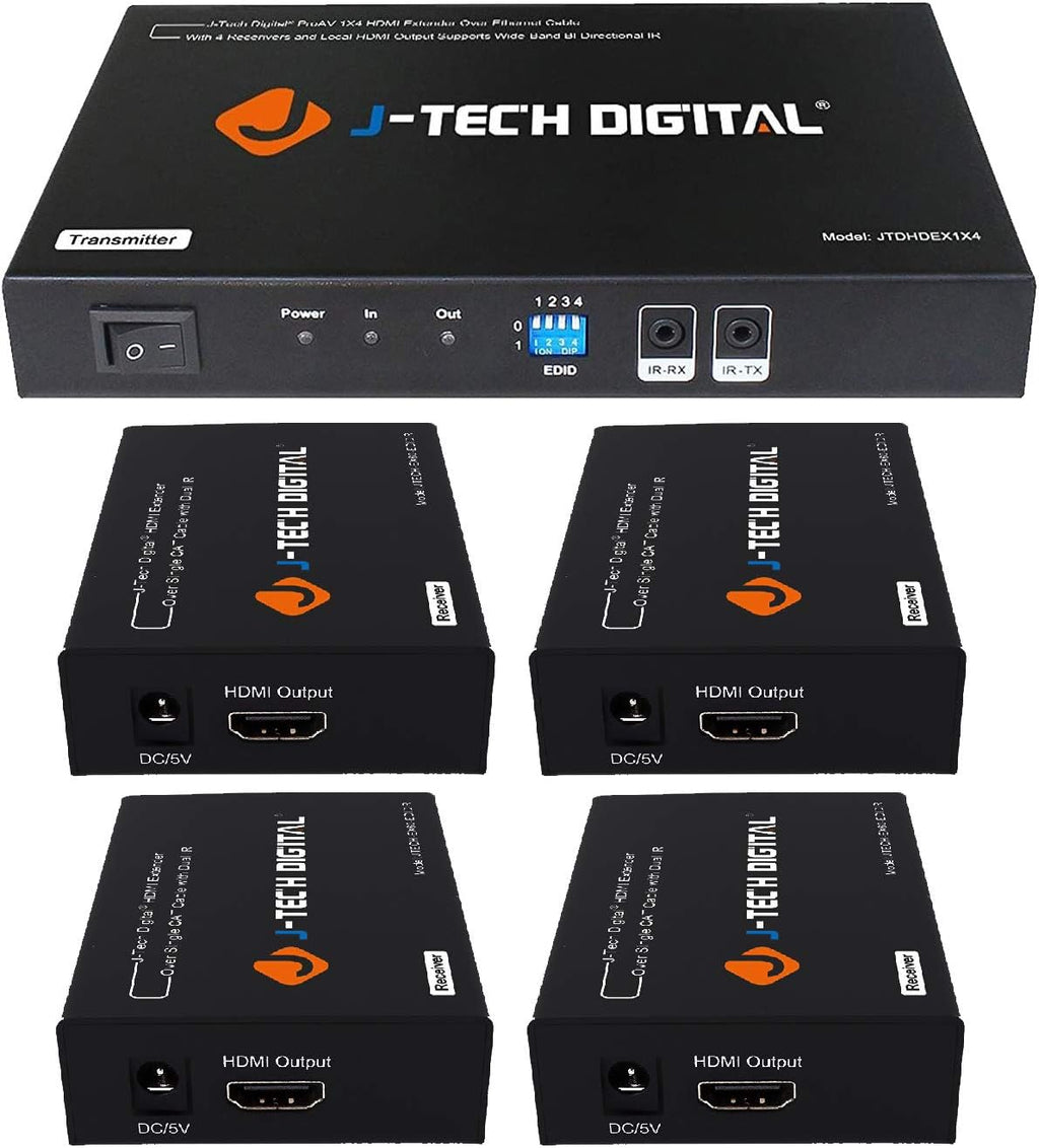 1x4 HDMI Extender Splitter Over Cat5e/Cat6 up to 164 feet at 1080P with IR Control W526847