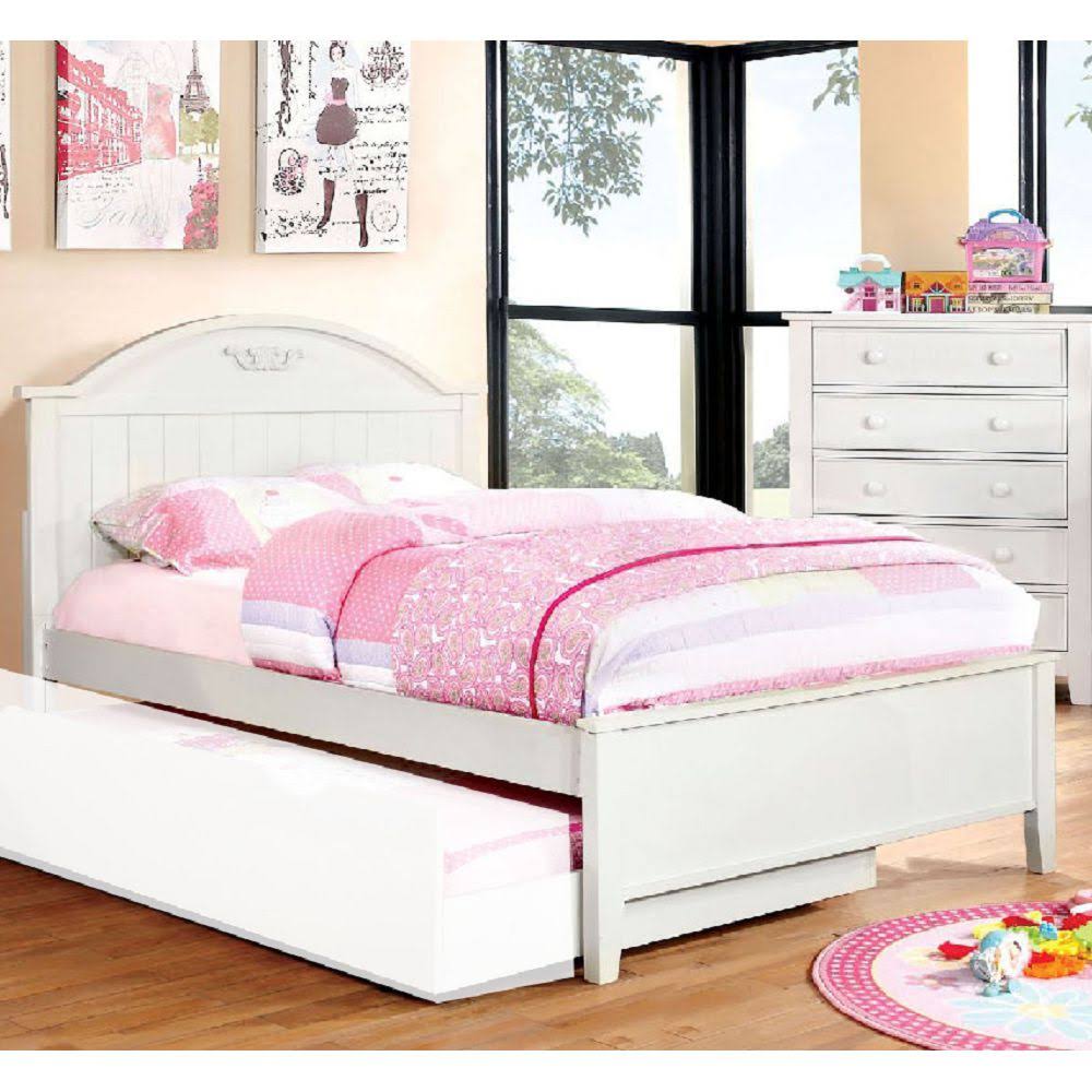White Wood Full Bed with Trundle P447142