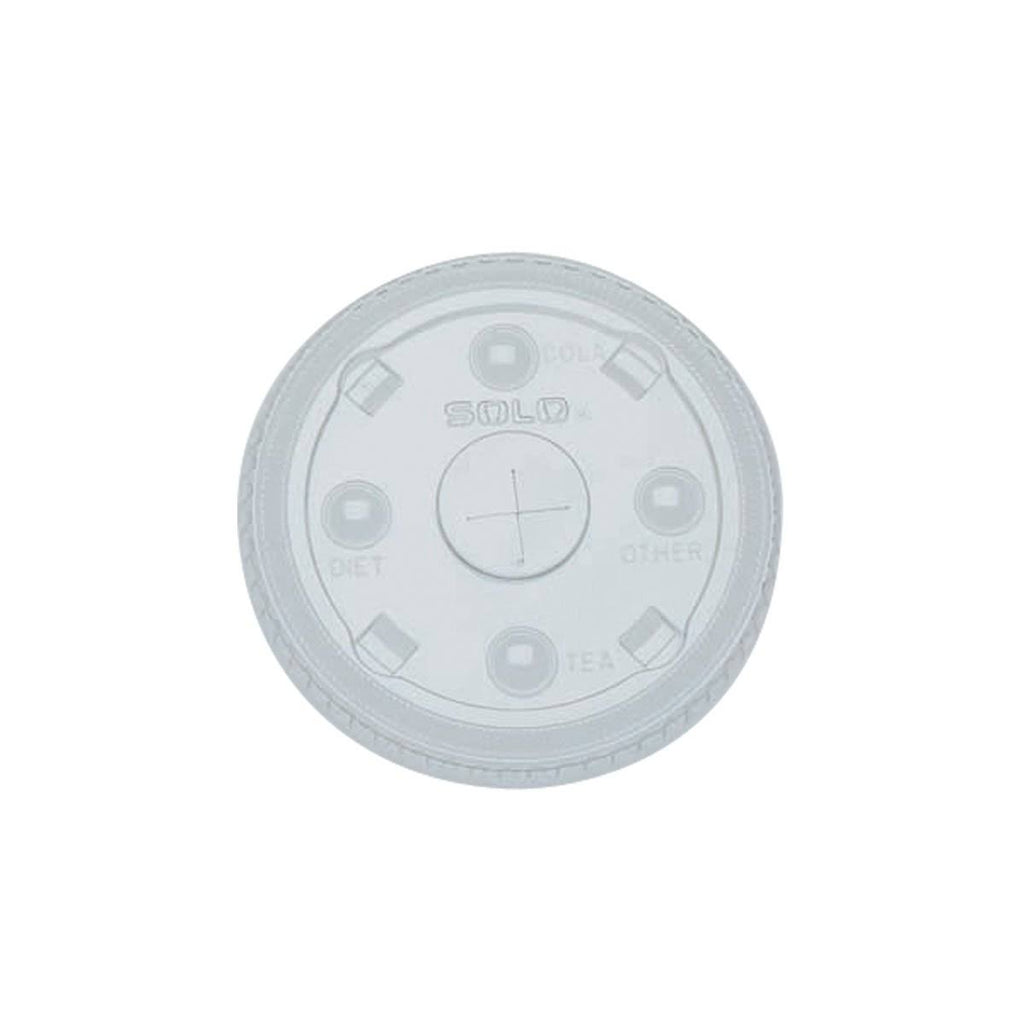 Clear Flat Plastic Lid with Straw Slot and Identification Buttons K77656