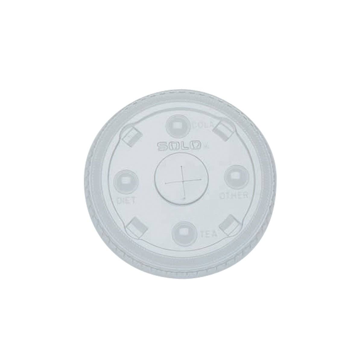 Clear Flat Plastic Lid with Straw Slot and Identification Buttons K77656