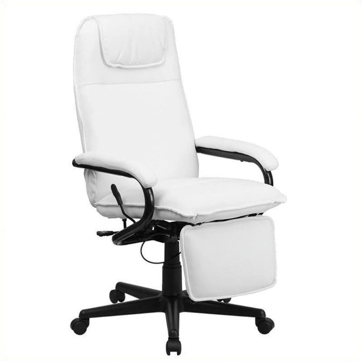 White Leather Reclining Office Chair H145