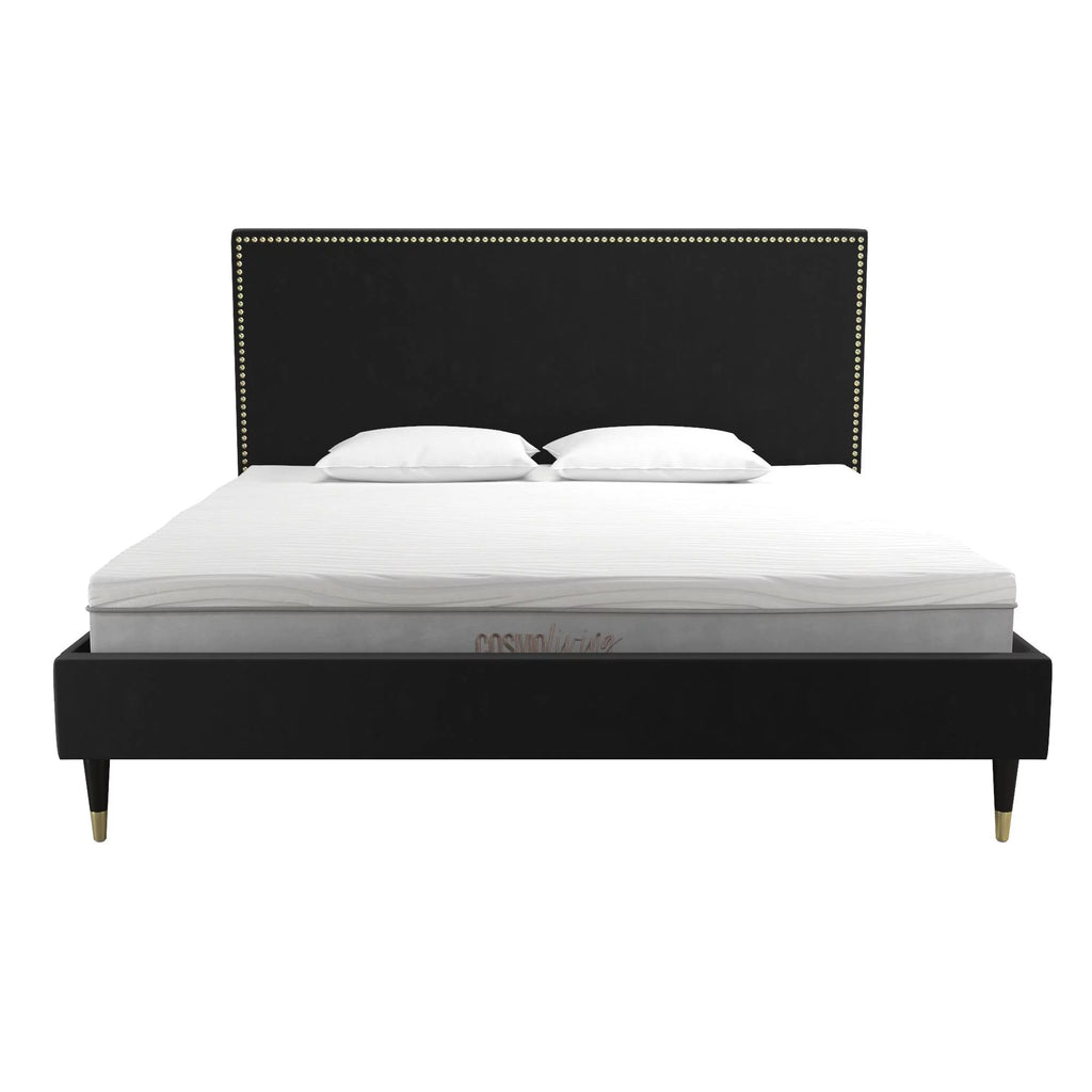 Black Velvet King Upholstered Bed M9099