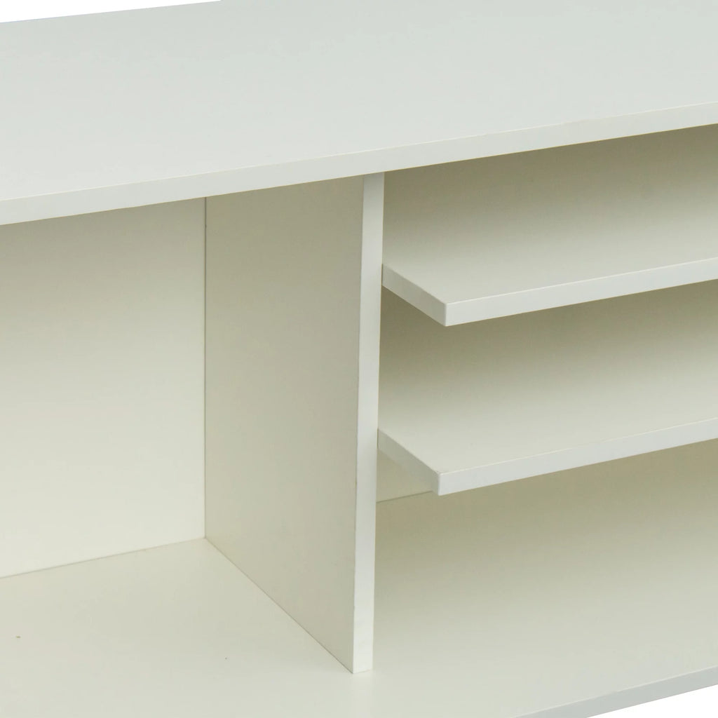 White Particle Board TV Stand with Storage and 2 Shelves Q670949