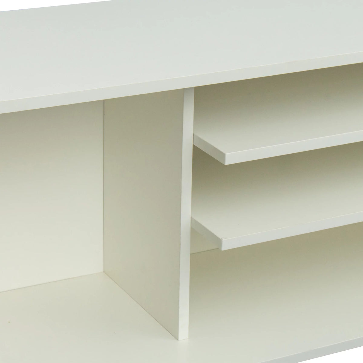 White Particle Board TV Stand with Storage and 2 Shelves Q670949