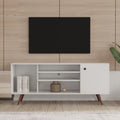 White Particle Board TV Stand with Storage and 2 Shelves Q670949