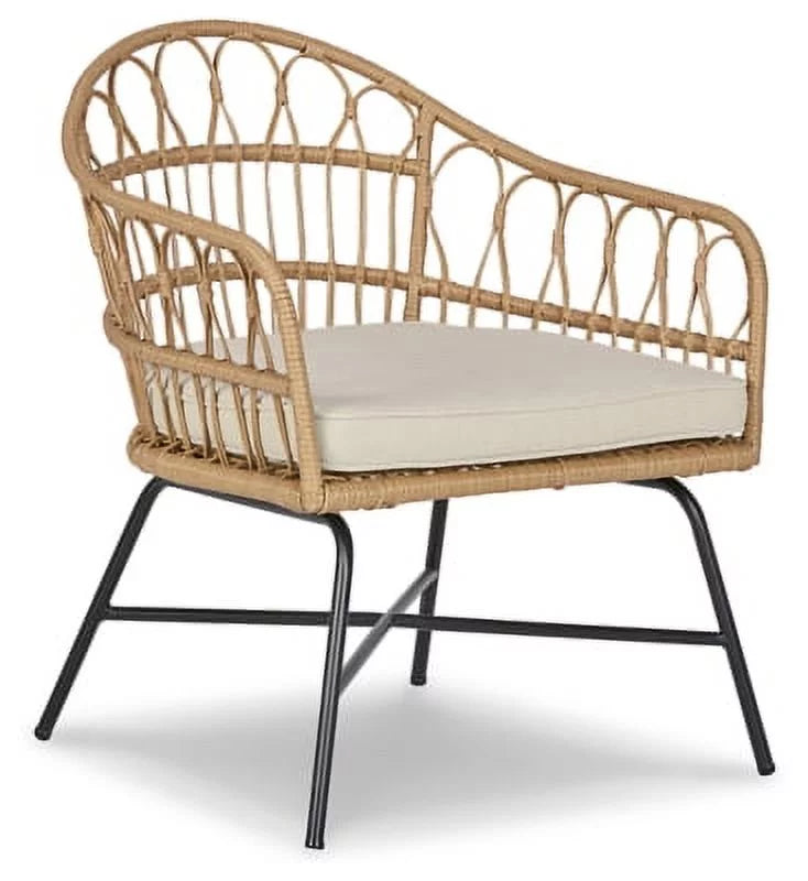Beige Black Wicker Accent Chair Q6060