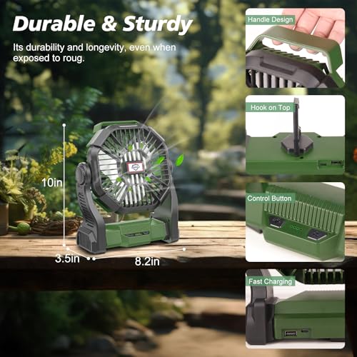 Portable Rechargeable Fan with LED Lantern V172