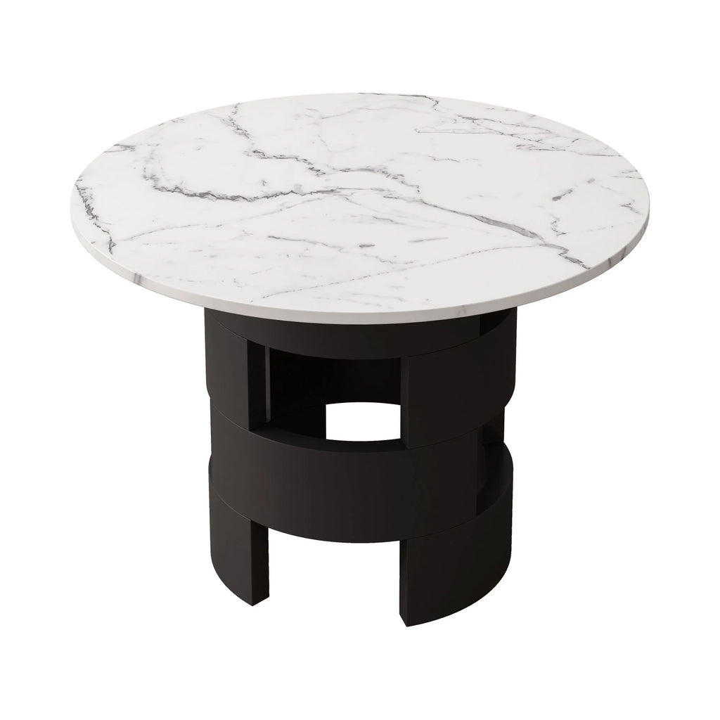 42.12" Round Dining Table with Printed Black Marble Top G985