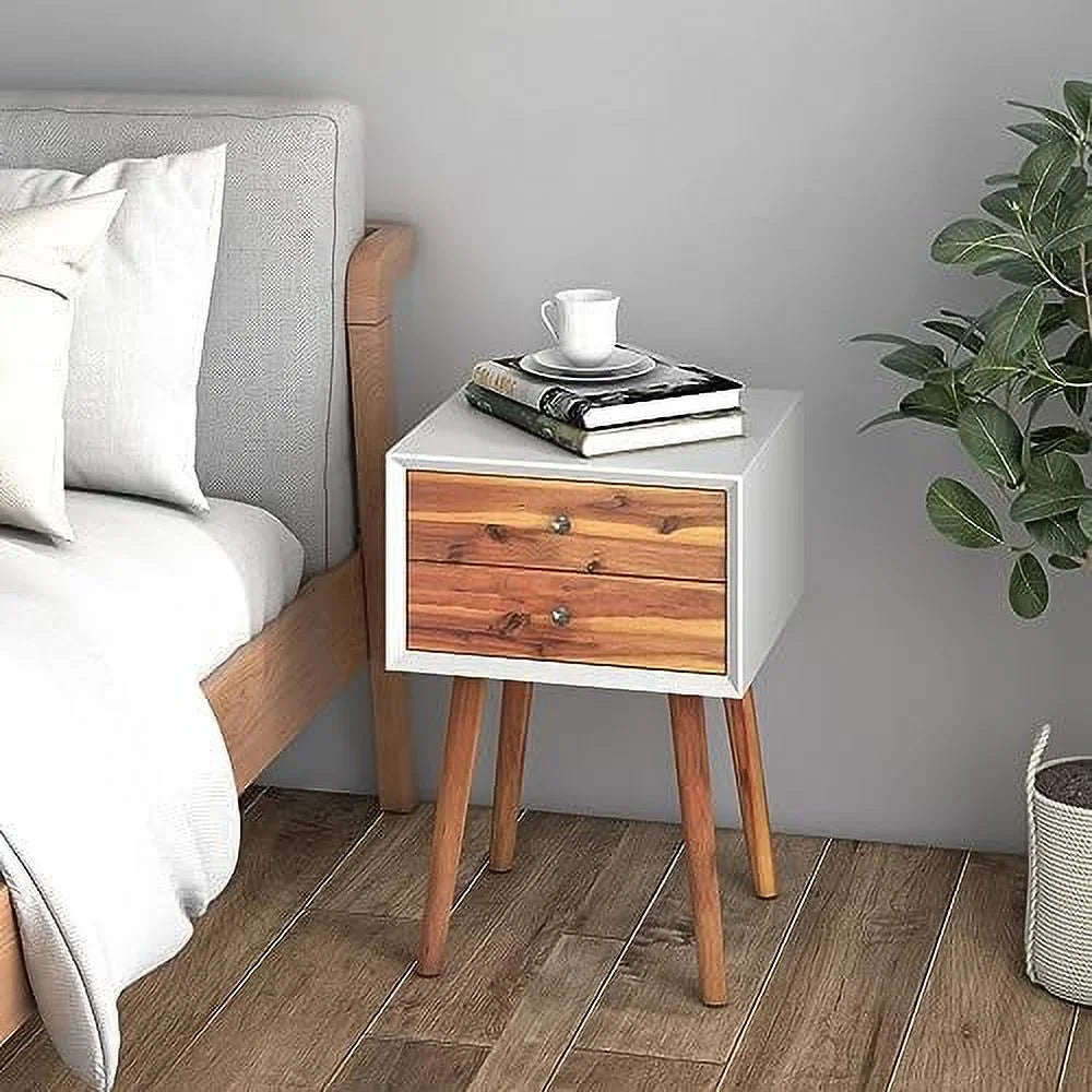 White 2 Drawer Wooden Nightstand G70510