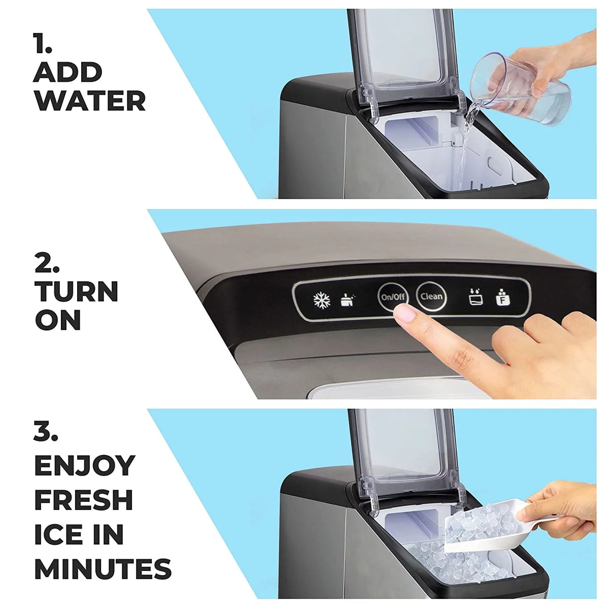 Countertop Stainless Steel Nugget Ice Maker P895